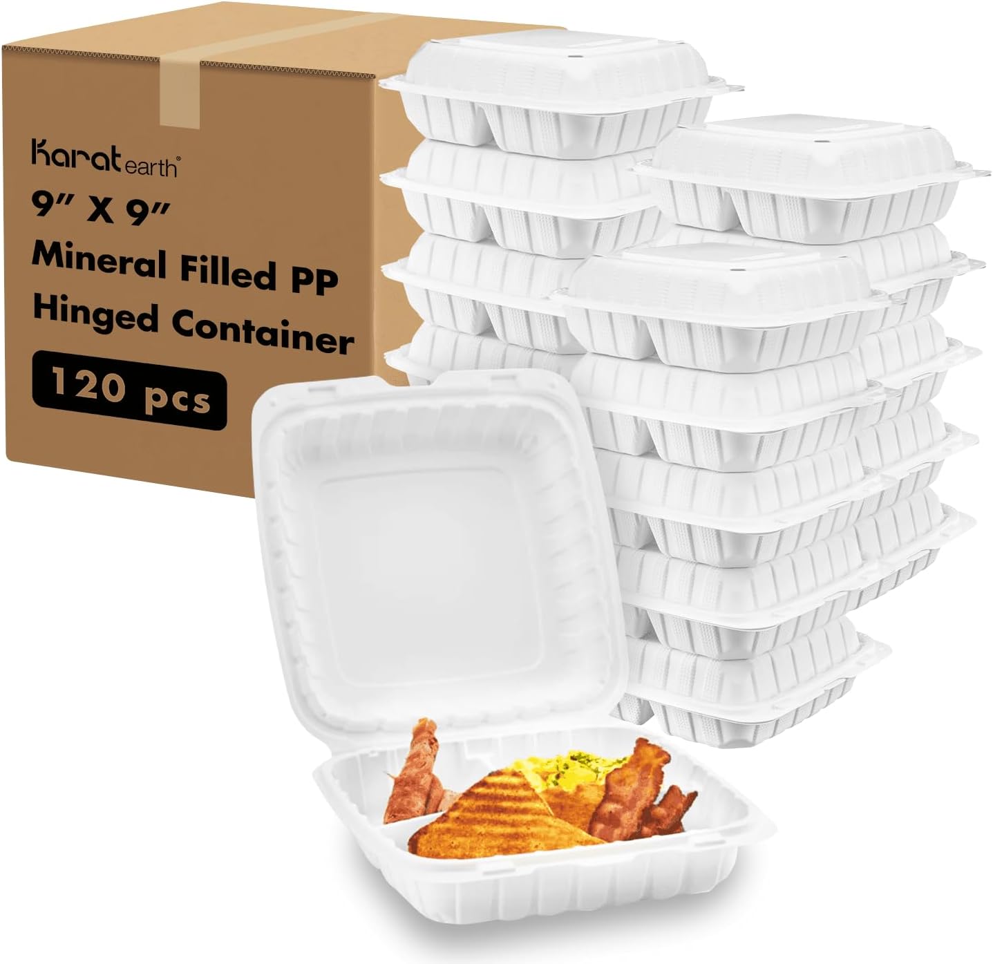 KARAT EARTH Clamshell Take Out Food Containers for Eco-Friendly Meals