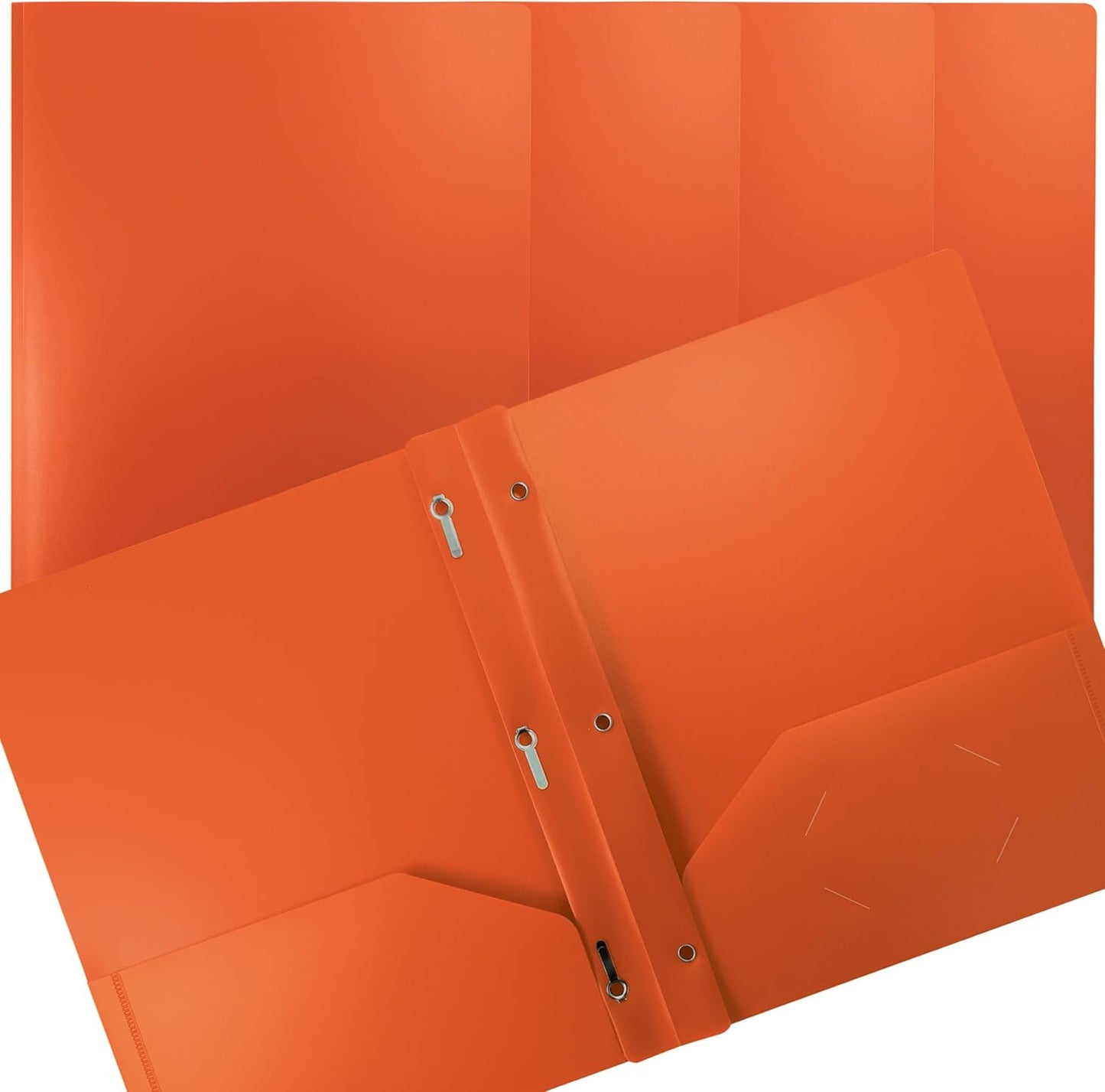 24 Pack Heavyweight Orange Poly Folders with Prongs