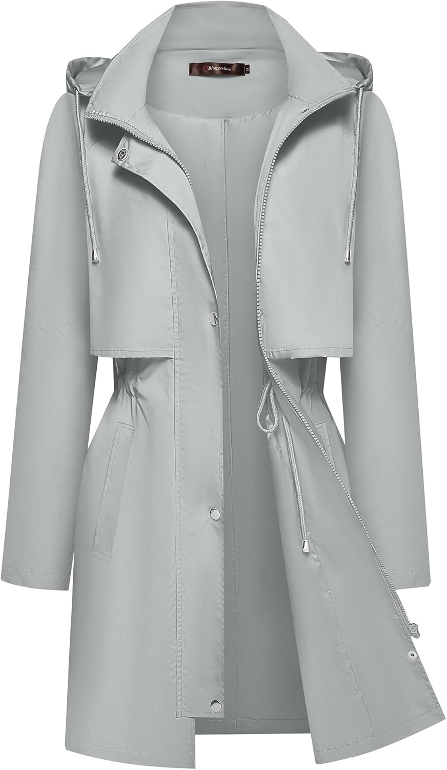 Bloggerlove Women's Waterproof Rain Jacket with Hooded Design