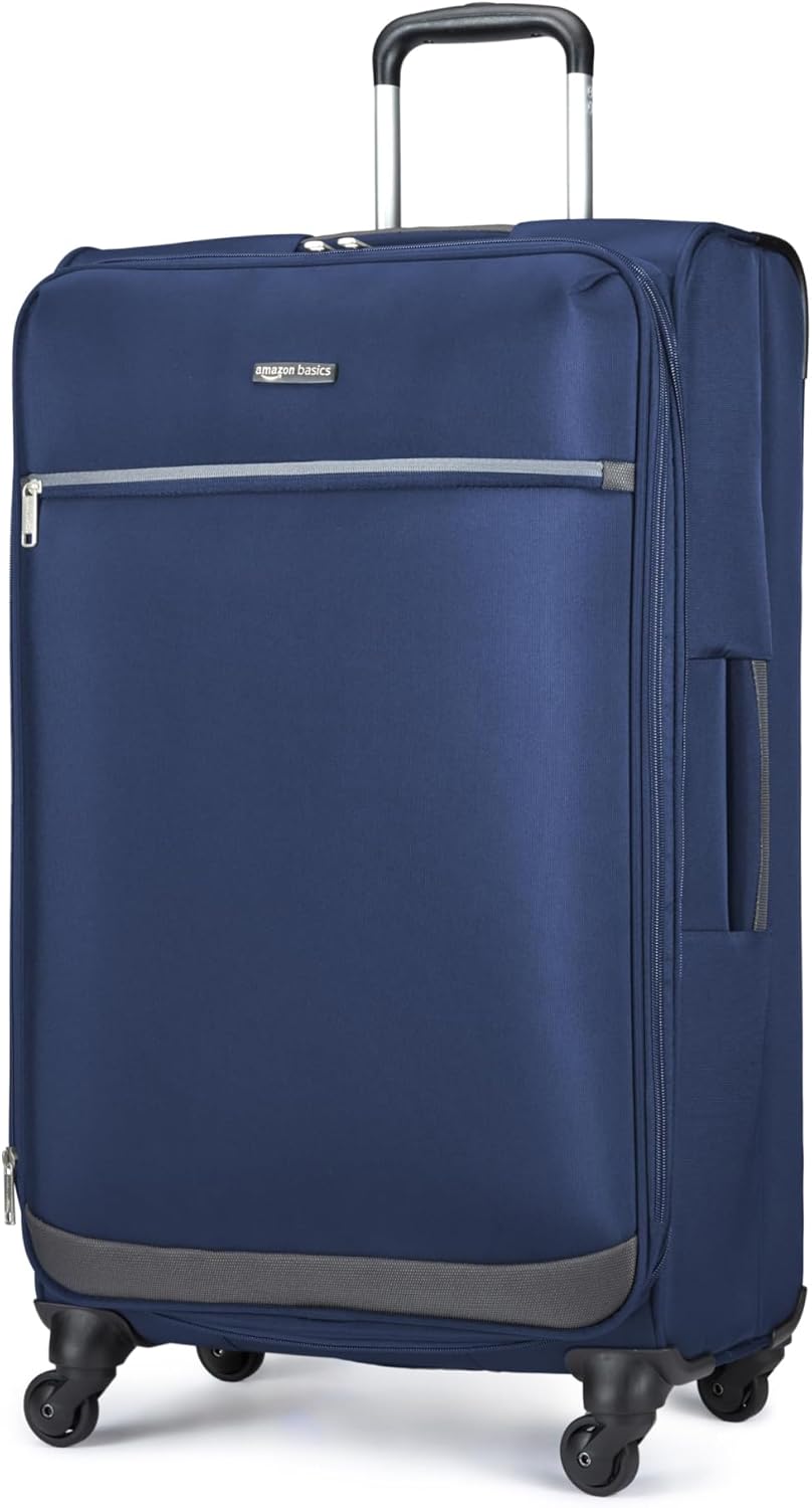 28in Large Checked Softside Suitcase with Spinner Wheels