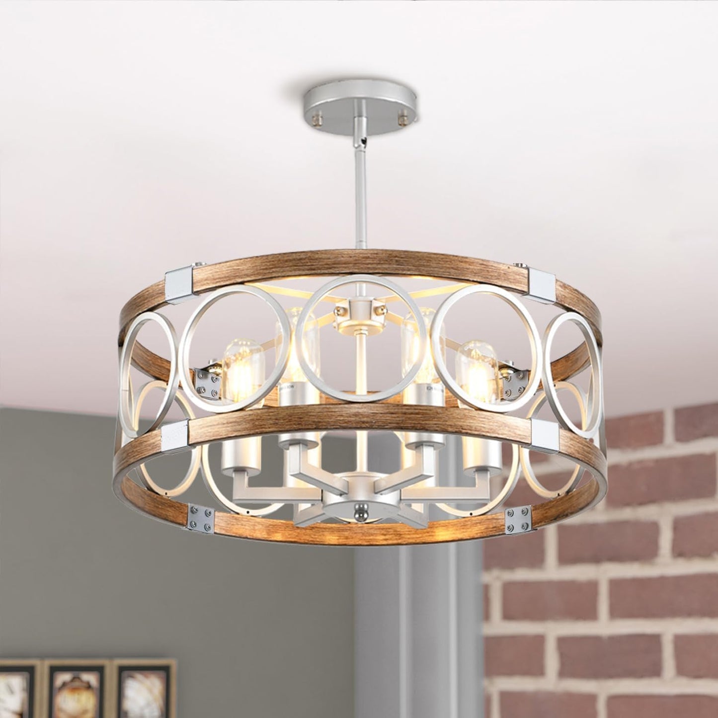 Semi Flush Mount Ceiling Light Fixture for Rustic Farmhouse Style