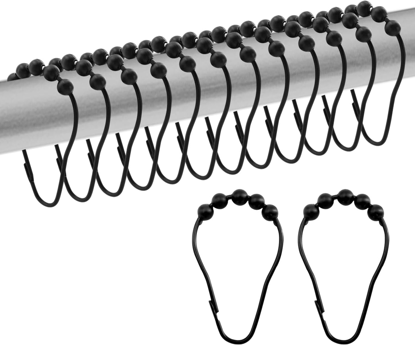 Rust-Proof Black Shower Hooks Set - AmazorHome