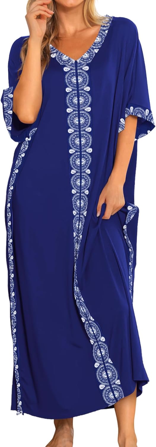 Bloggerlove Women Nightgowns Cotton Caftan House Dress Sleepwear