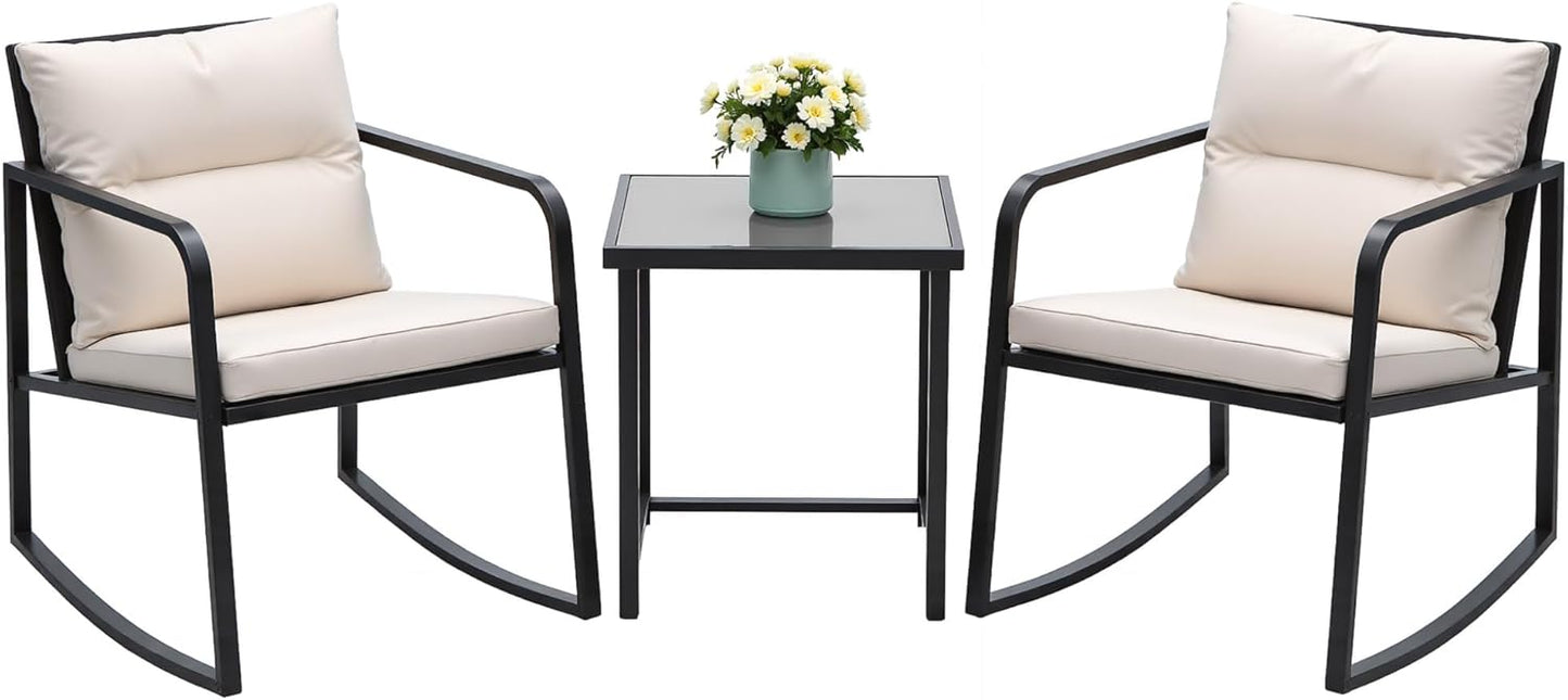 Devoko 3-Piece Rocking Bistro Set for Cozy Outdoor Relaxation