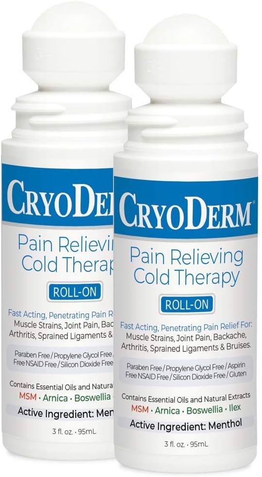 CryoDerm Cold Therapy Roll On 3 oz - 2 Pack for Pain Relief