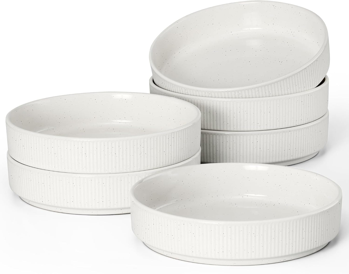 E-far Pasta Bowls Set of 6, Large 35oz Ceramic Dinner Plates