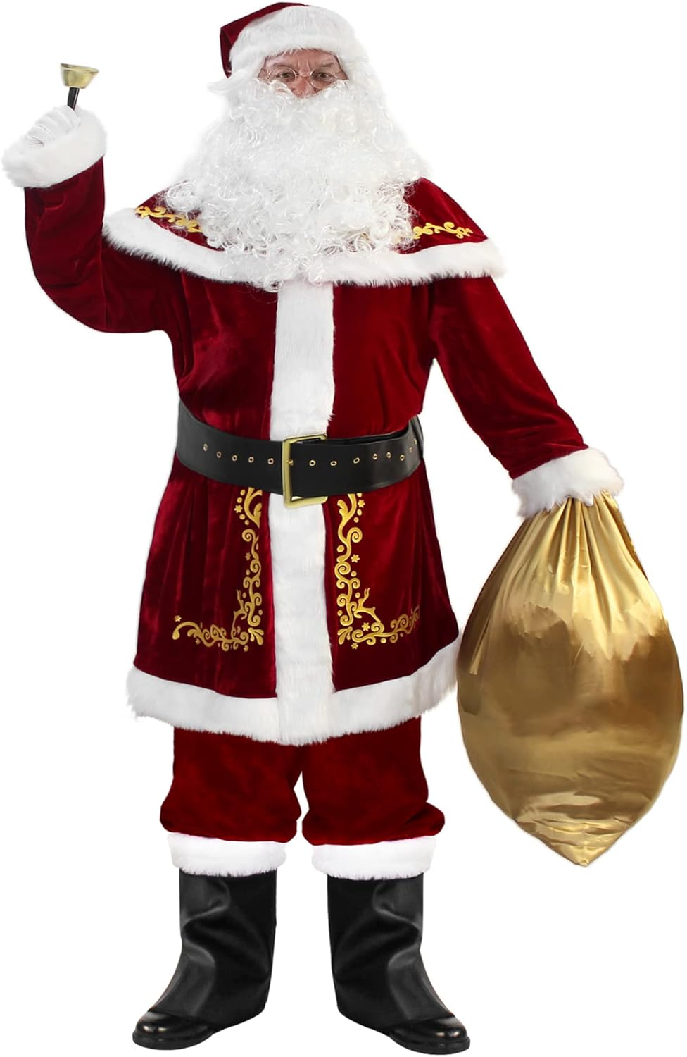Deluxe Santa Suit for Men - 12PCS Christmas Costume Set