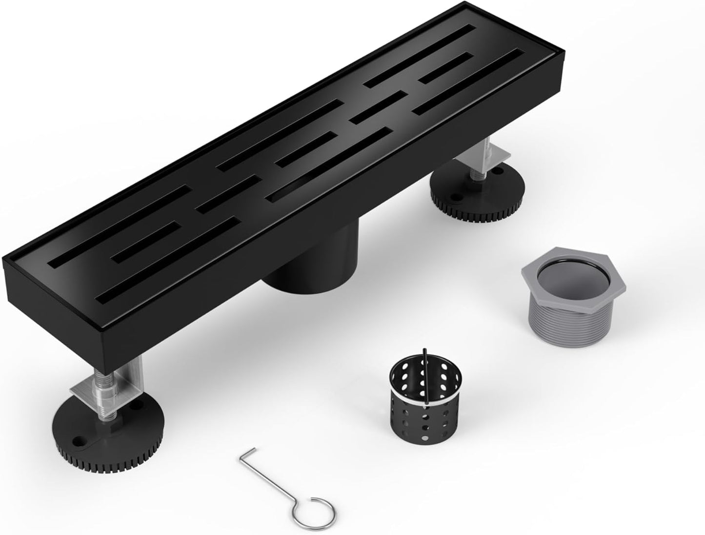 Stainless Steel Black Linear Shower Drain 12 Inch for Bathrooms