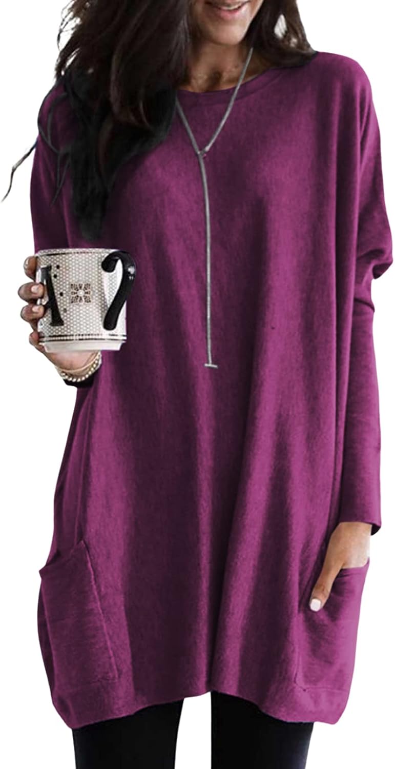 Dokotoo Womens Fall Fashion Long Sleeve Pullover Tunic Tops