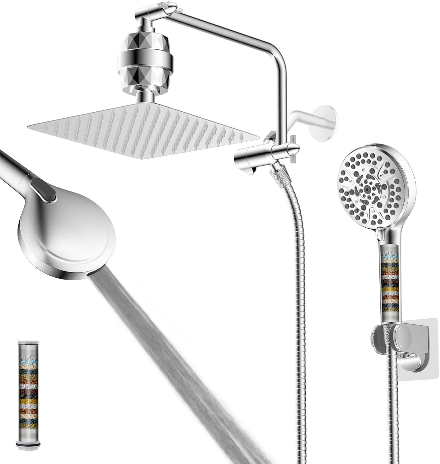 Filtered Shower Head Combo with 20 Stage Filter and Extension Arm