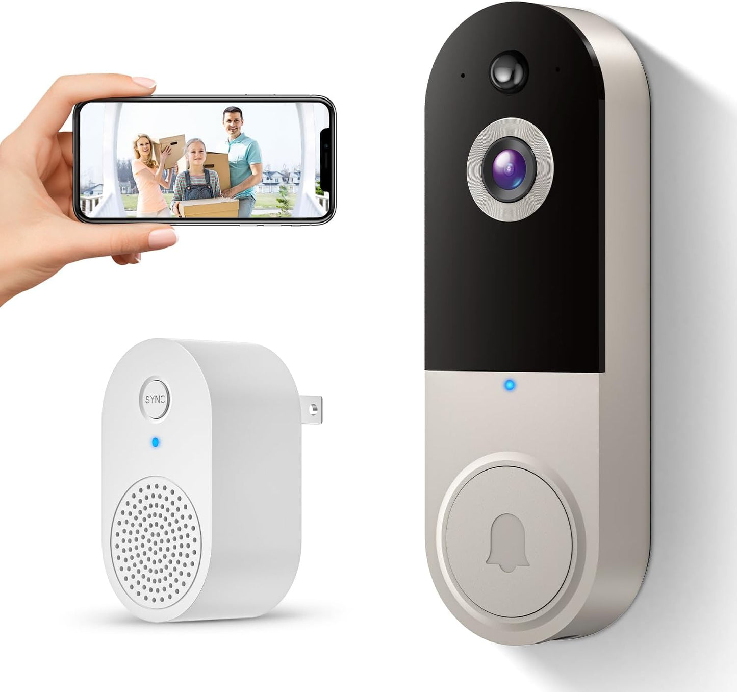 Smart Wireless Doorbell Camera: AI Human Detection, Live View, 2-Way Audio, Night Vision.
