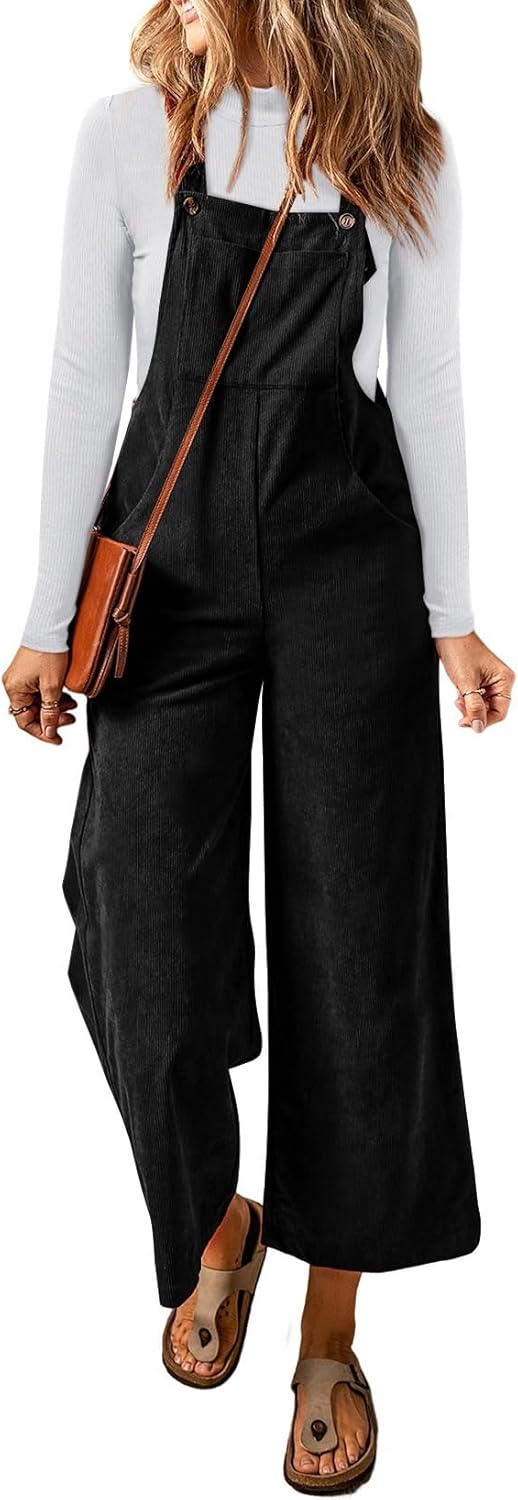 Corduroy Overalls for Women: Casual Loose Jumpsuits with Pockets