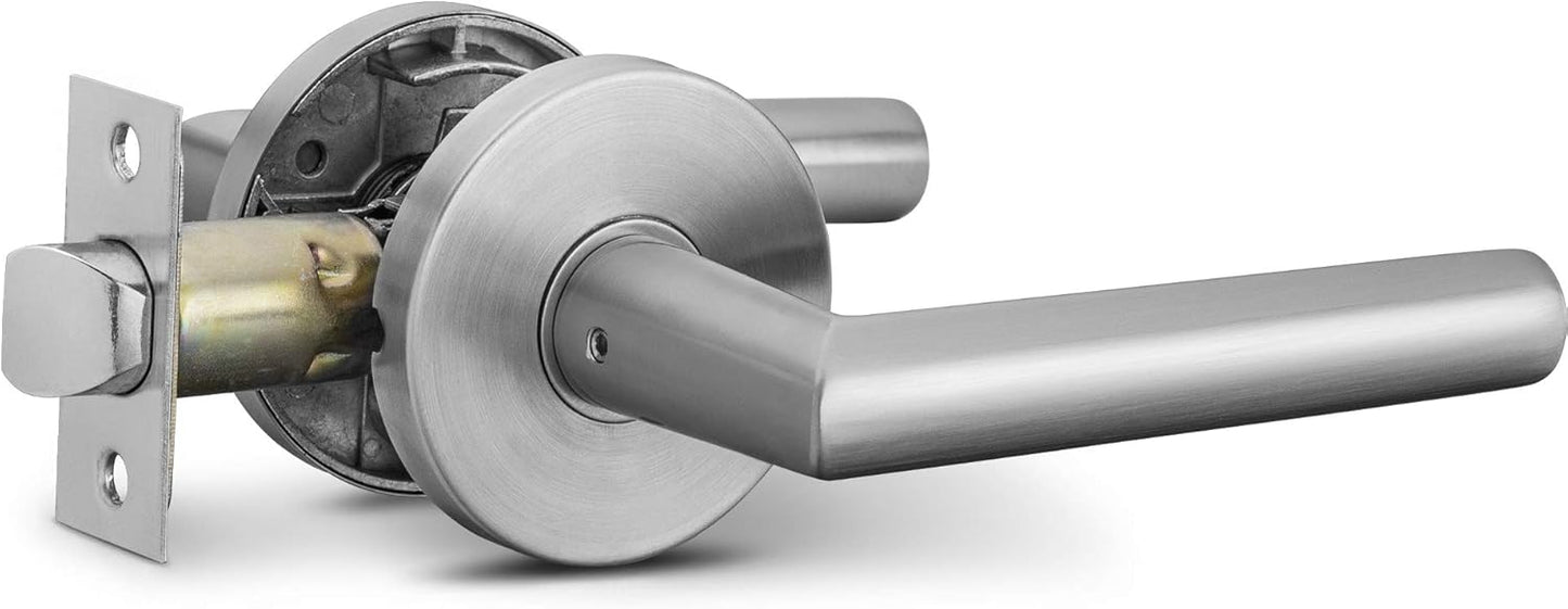 Sleek Round Non-Locking Lever Door Handle for Hallway Doors