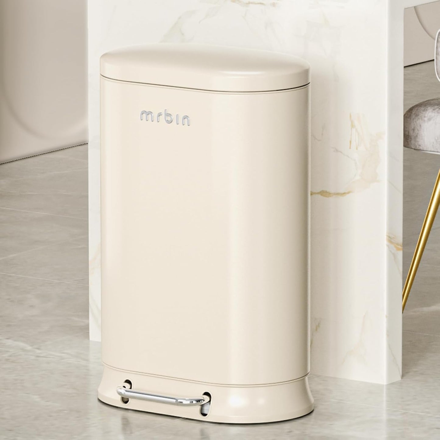 MRBIN Metal Kitchen Trash Can with Lid for Efficient Waste Disposal