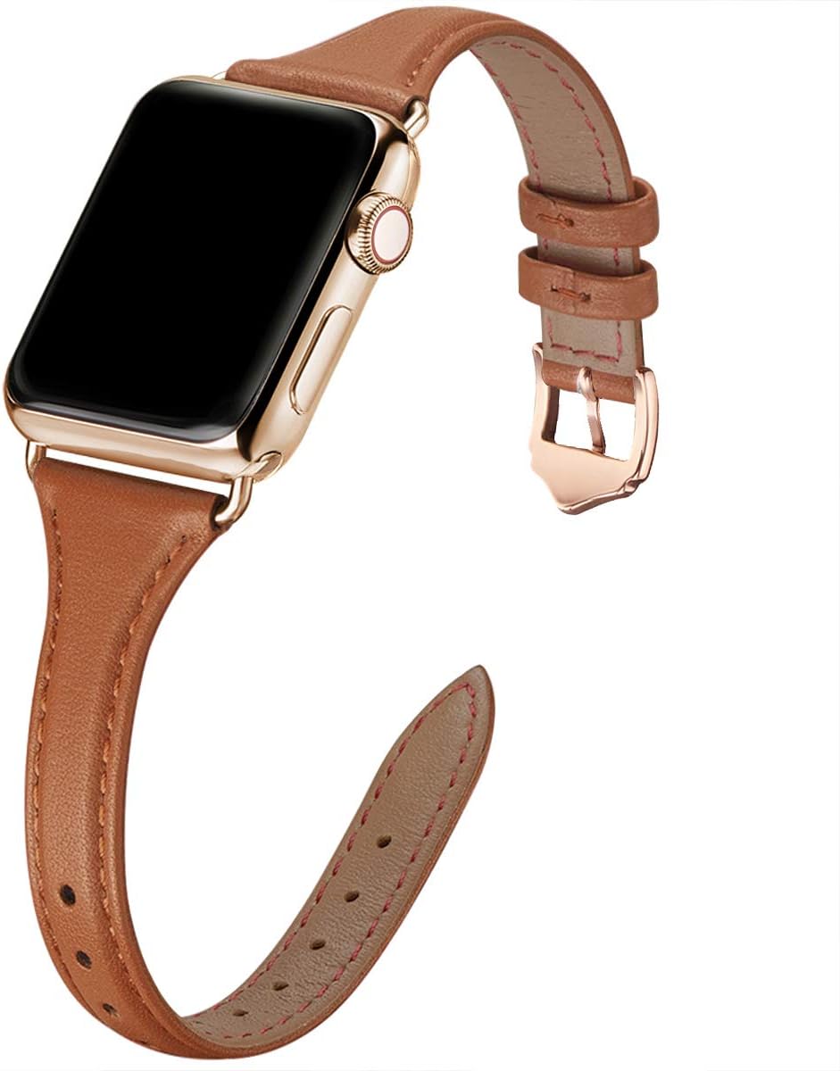 WFEAGL Slim Leather Band for Apple Watch - Elegant & Stylish!