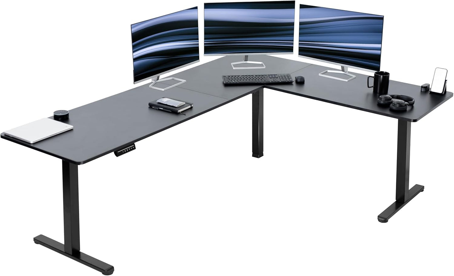 VIVO Electric Corner L-Shaped Standing Desk with Memory Control