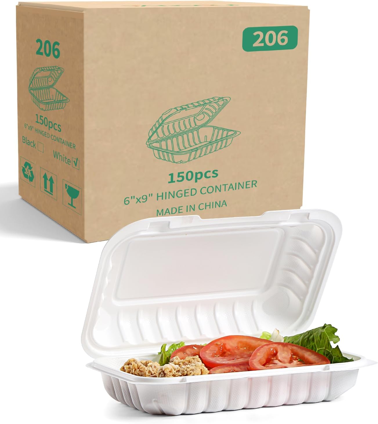 YANGRUI To Go Containers: 150 Pack 9x6 Inch Food Boxes