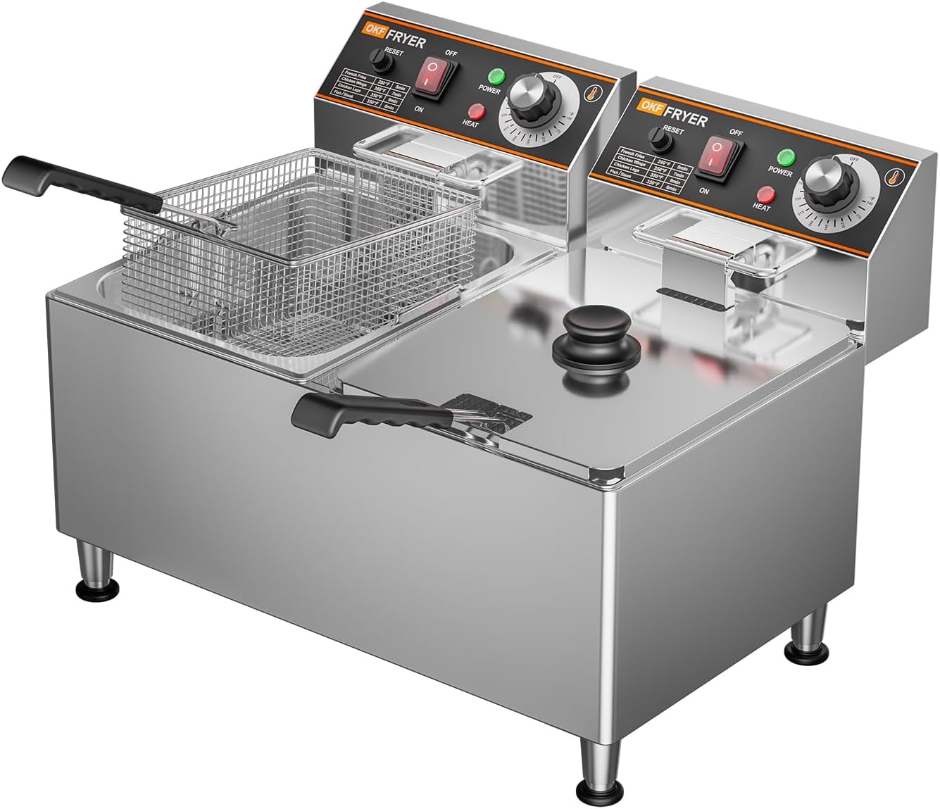 OKF 24L Commercial Deep Fryer: 3600W Power, Dual Baskets, Safety Features