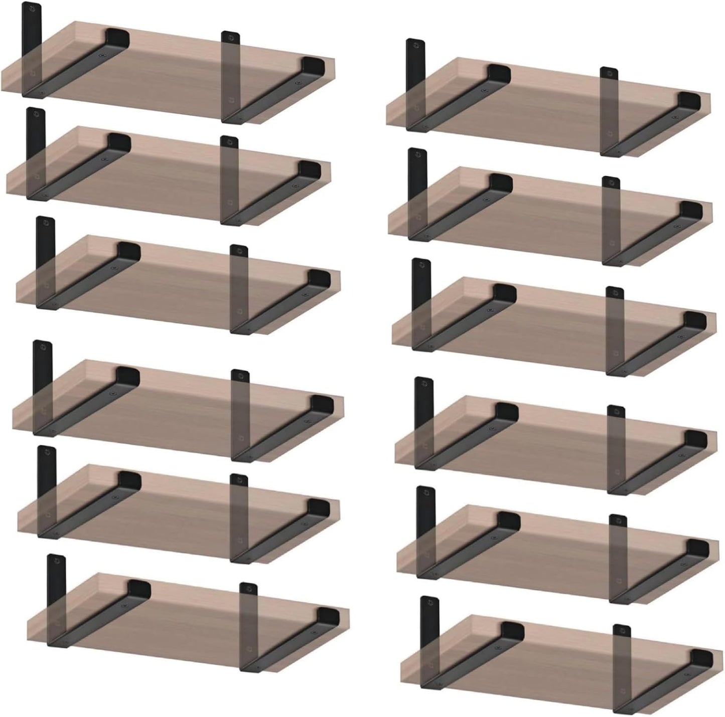 24 Pack Rustic Iron Wall Floating Shelf Brackets for Home Use