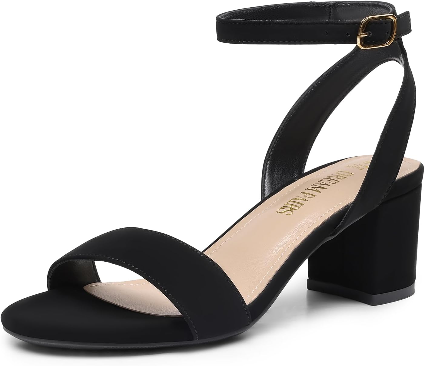 DREAM PAIRS Women's Open Toe Ankle Strap Chunky Heels Sandals