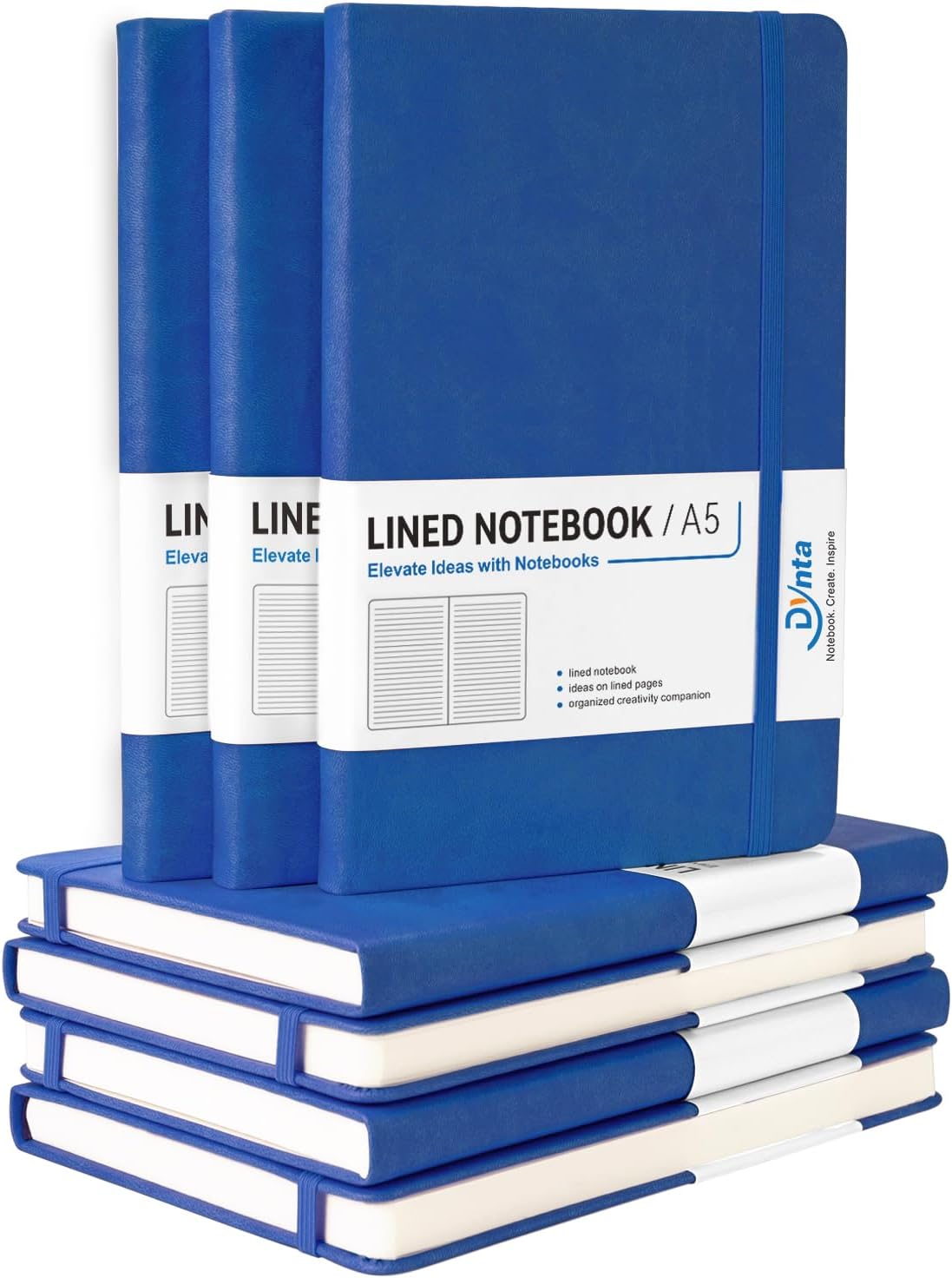 Dynta Bulk A5 Journals - 7 Pack Lined Notebooks for Work