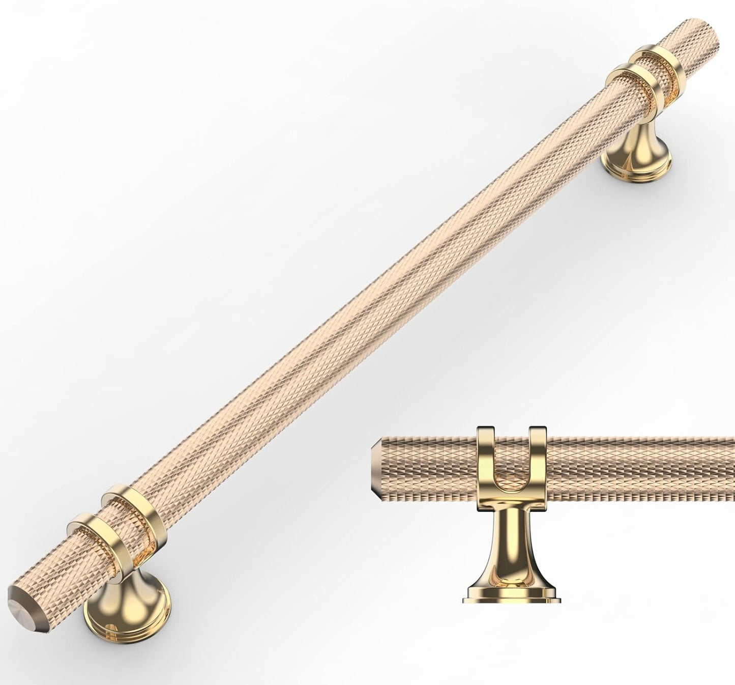 Knurled Gold Cabinet Pulls for Kitchen and Furniture by Amerdeco