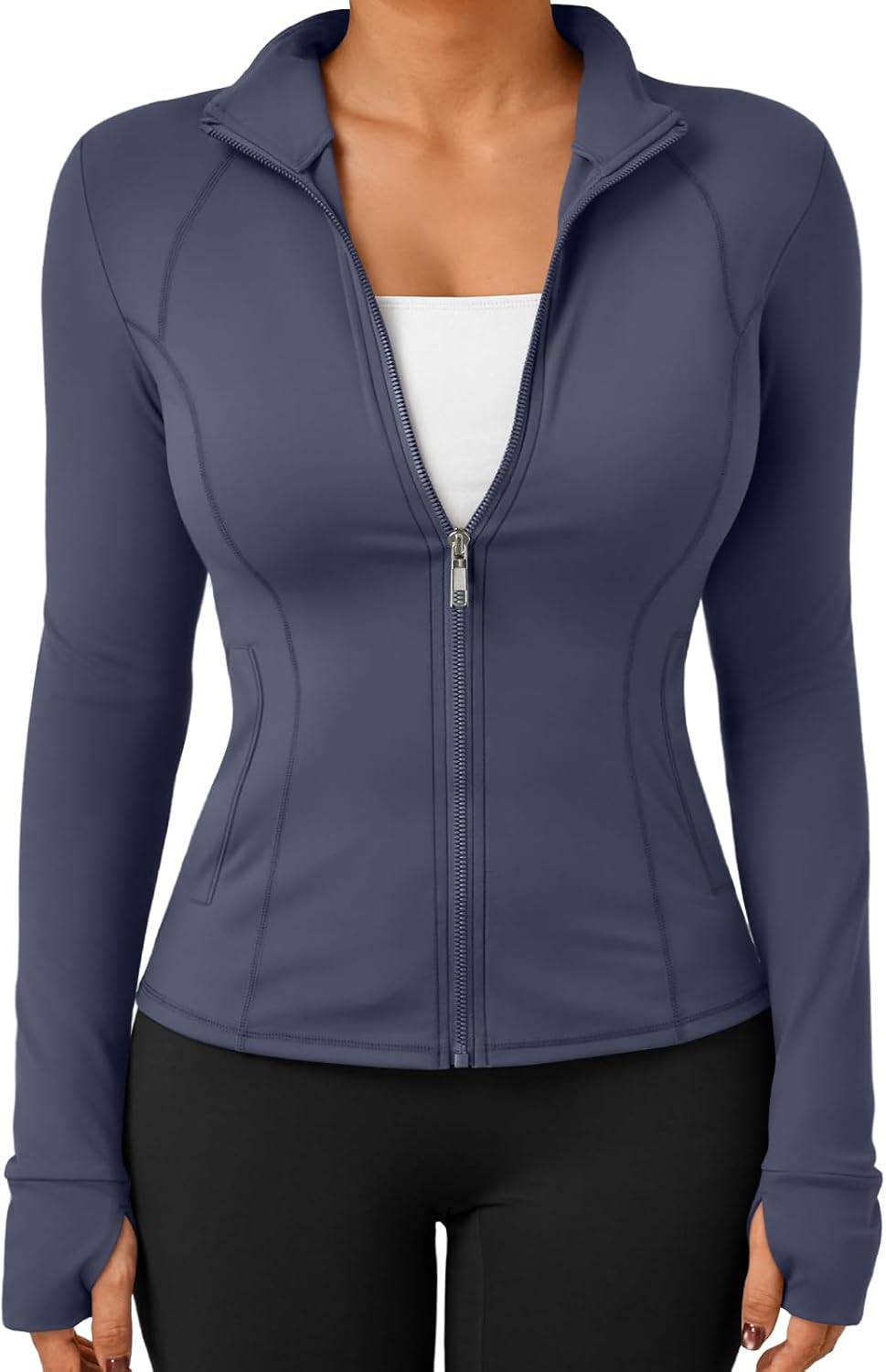 Trendy Queen Womens Lightweight Zip Up Jackets for Activewear
