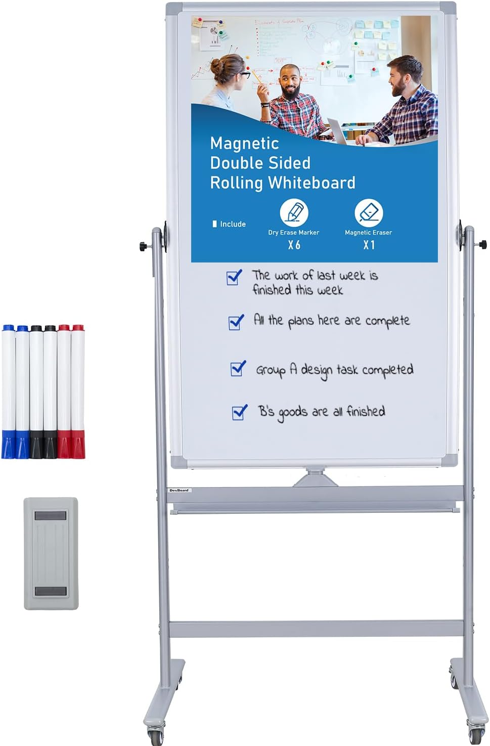 Double-Sided Mobile Whiteboard with Wheels for Versatile Use