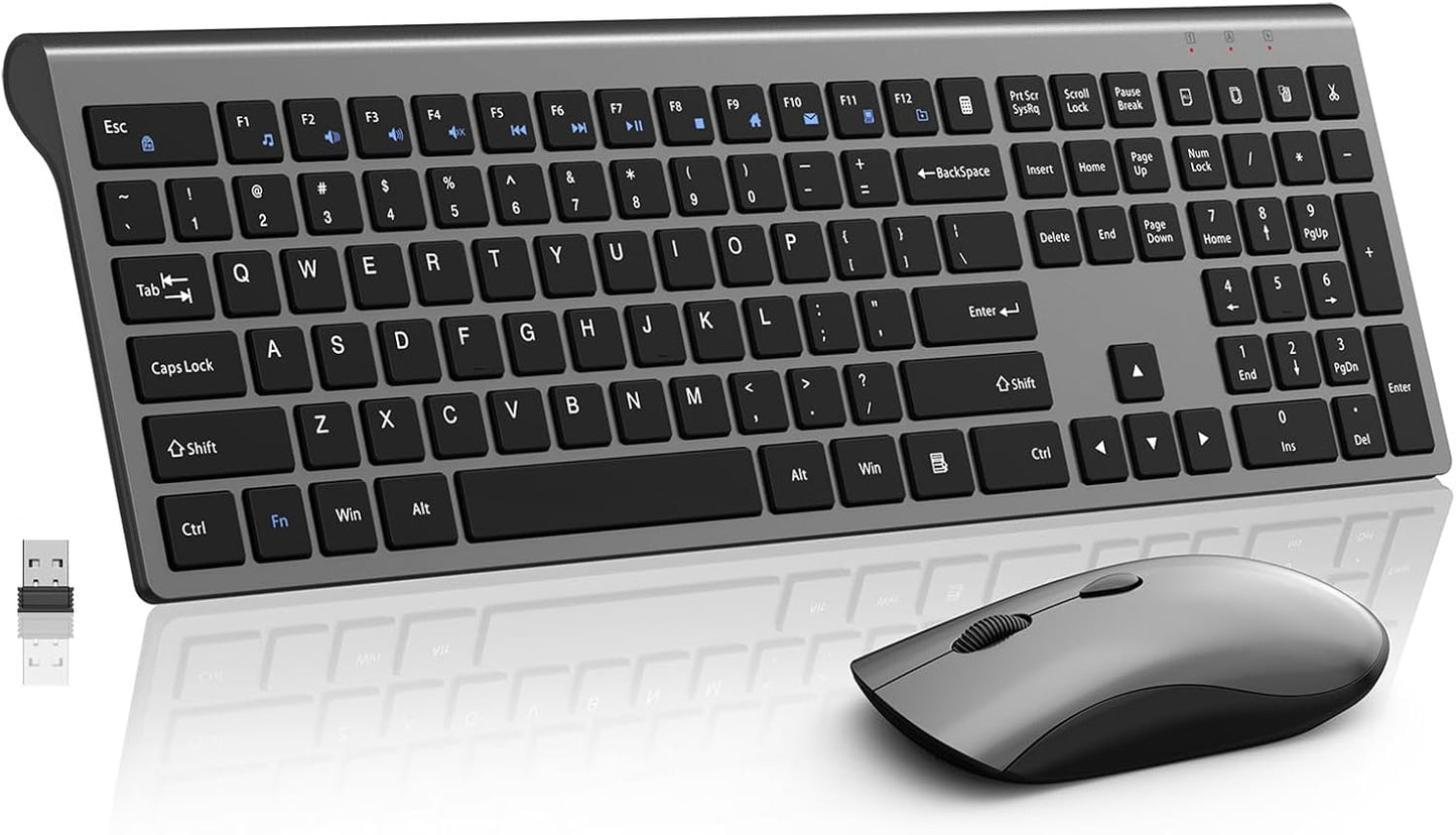 Silent Full-Size Wireless Keyboard & Mouse Set - SHUNJINRUN
