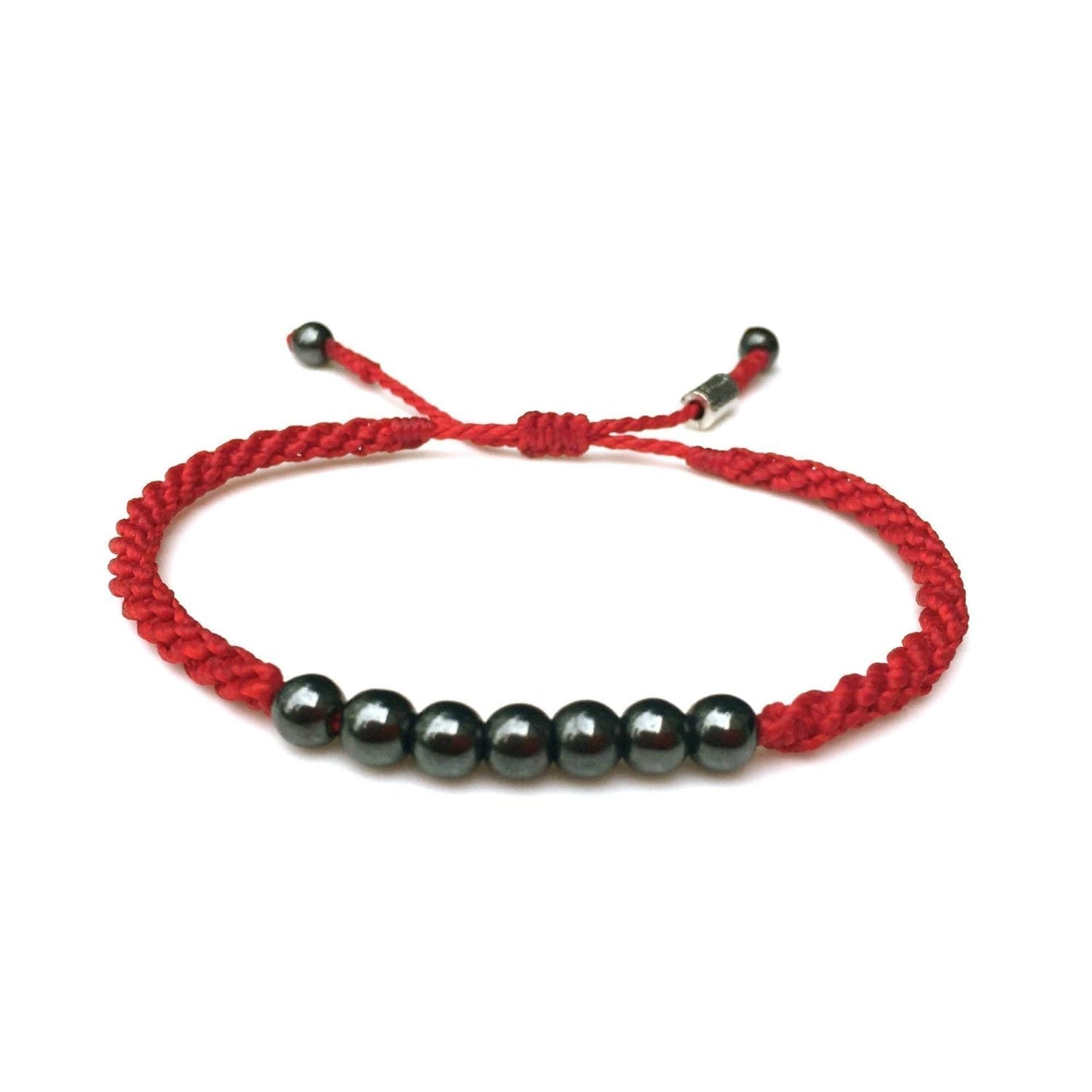 Red Bracelet with Lucky 7 Hematite Stones for Men and Women