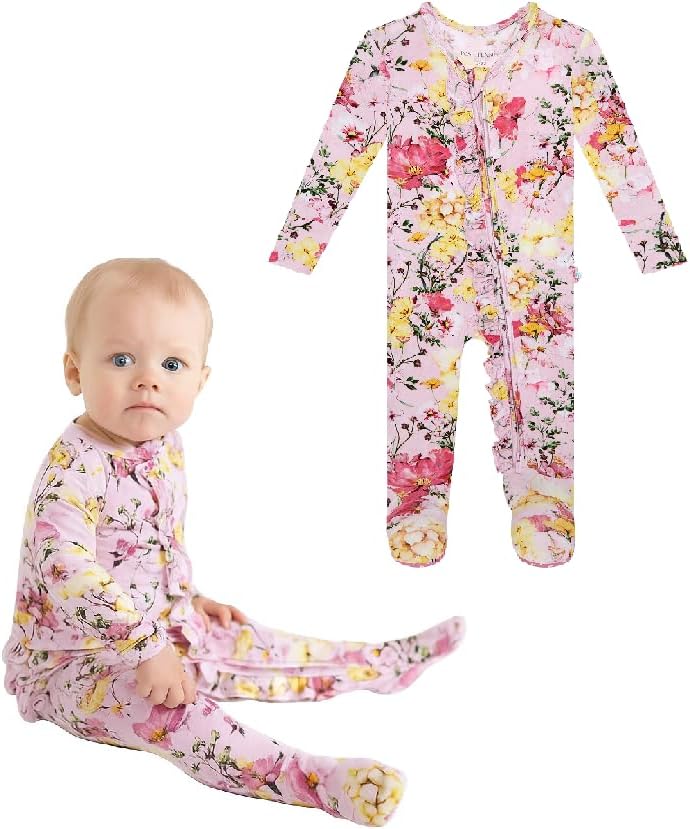 Ruffled Zippered Vintage Pink Rose One Piece for Cozy Comfort