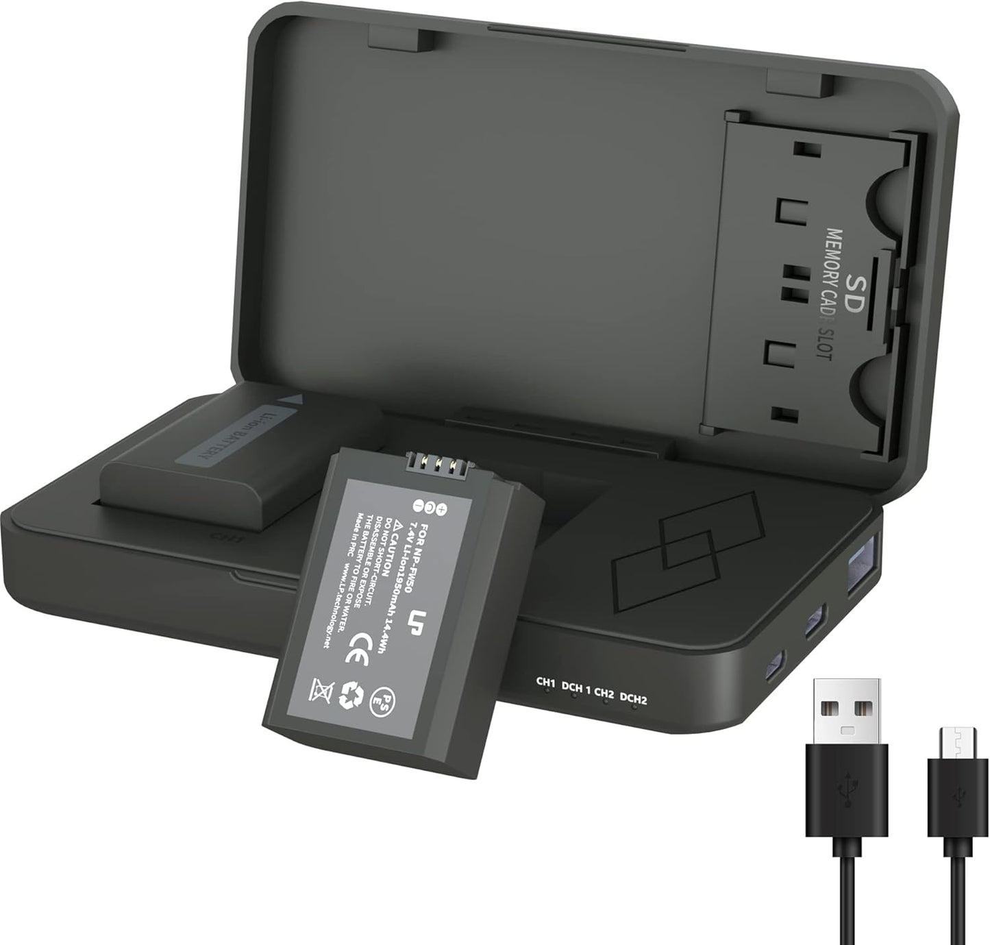 LP NP-FW50 Battery Pack and Portable Charger for Sony Cameras