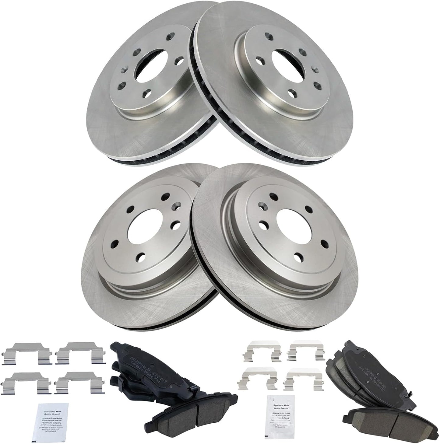 TRQ Front and Rear Brake Pad & Rotor Kit for Cadillac CTS