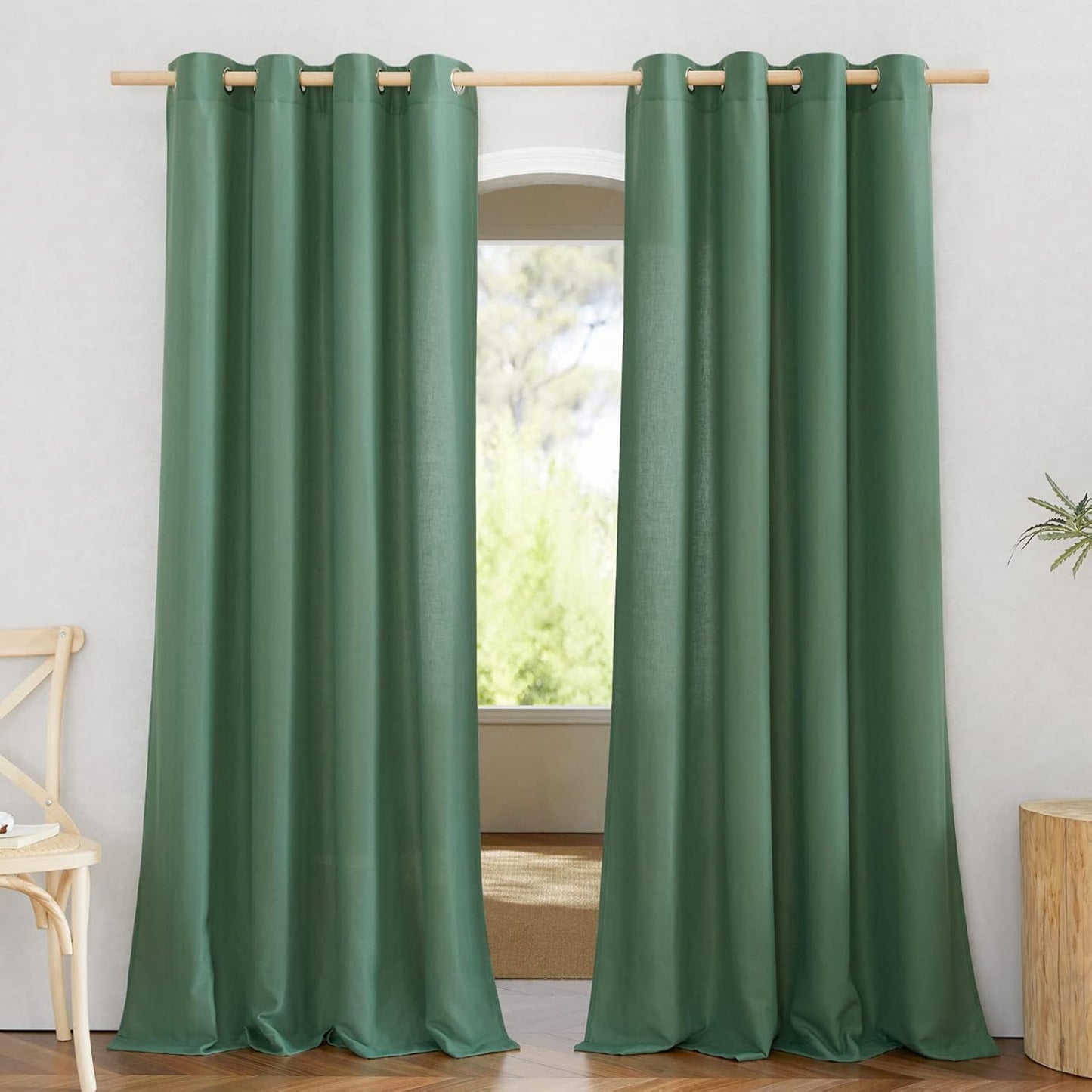 NICETOWN Linen Flax Semi Sheer Curtains for Home Office Decor