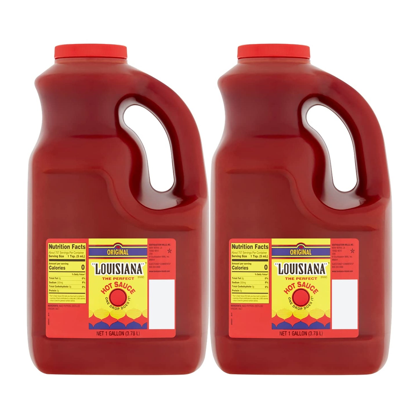 Louisiana Original Hot Sauce 1 Gallon Pack of 2 for Flavor