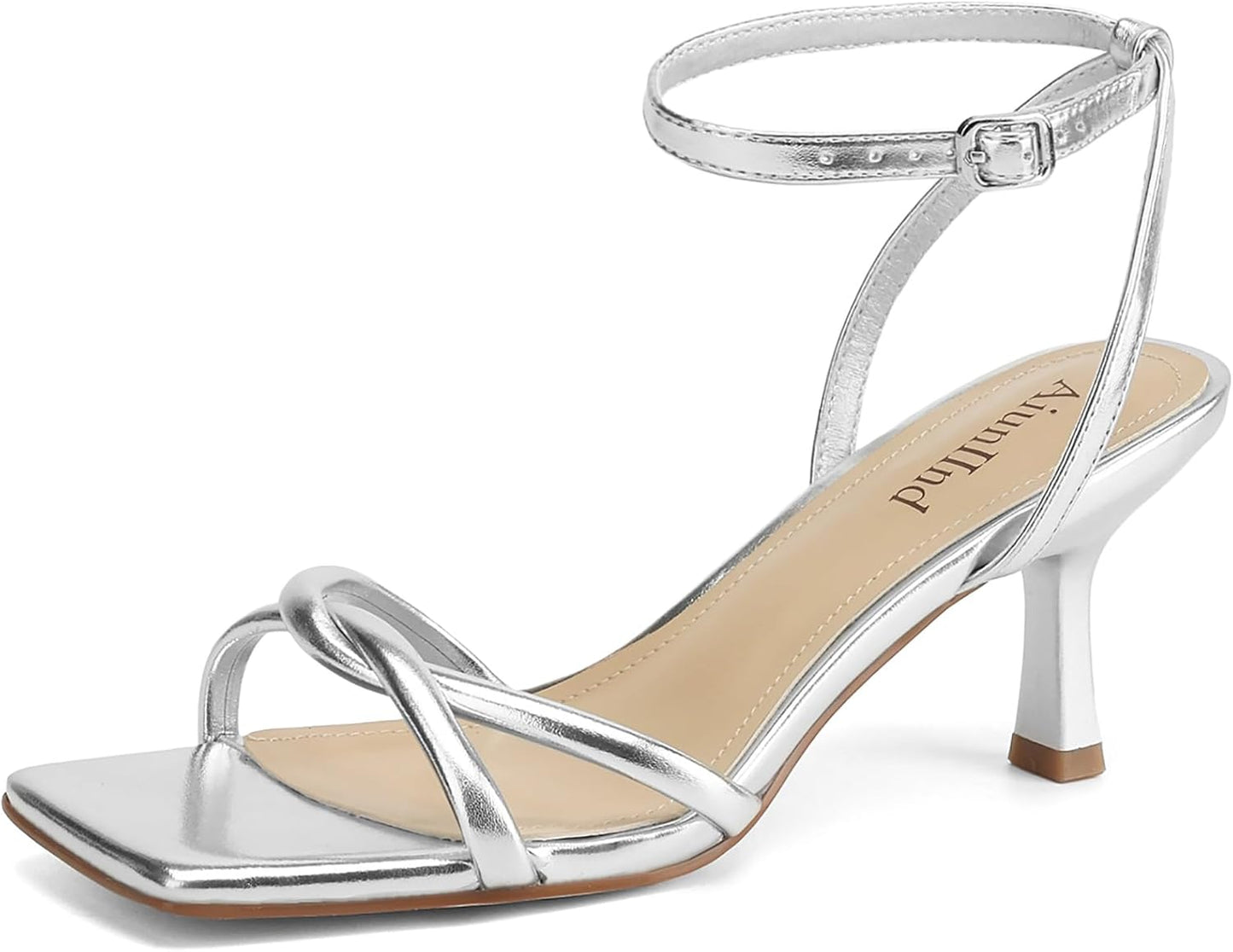 Women's Sandals Square Open Toe Kitten Heels for Comfort