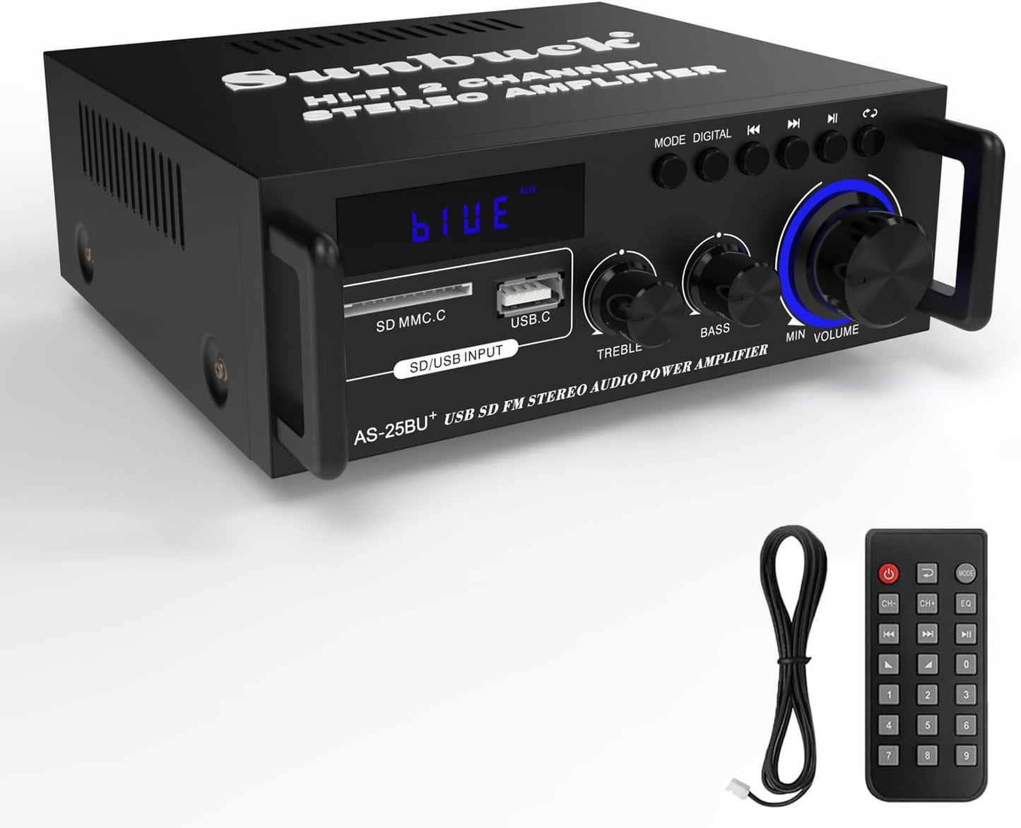 Sunbuck Small Stereo Amplifier with Bluetooth for Home Audio