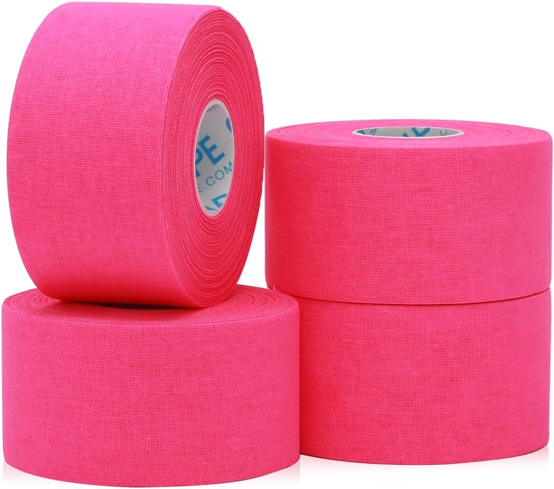 OK TAPE Strong Athletic Tape - 4 Pack, 45ft Per Roll - Ideal for Athletes & Trainers - Perfect for Injury Support - Pink