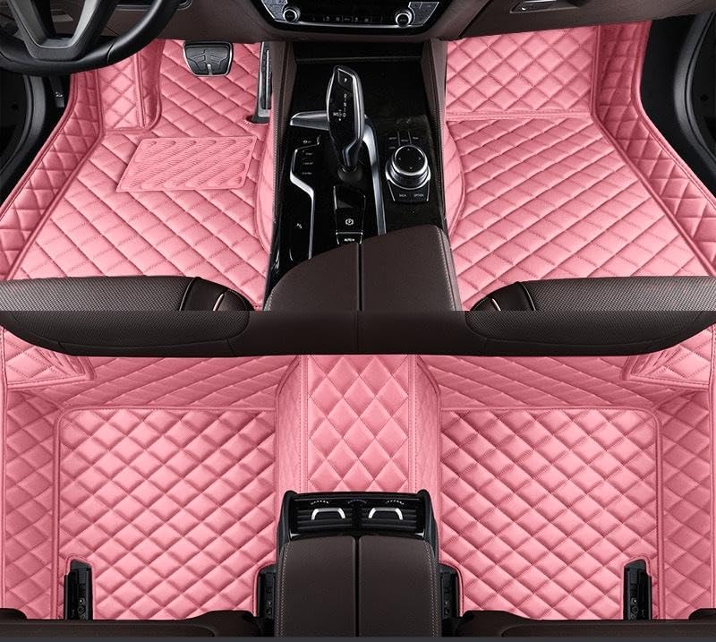 Custom Pink Leather Car Mats - Luxury All-Weather Set