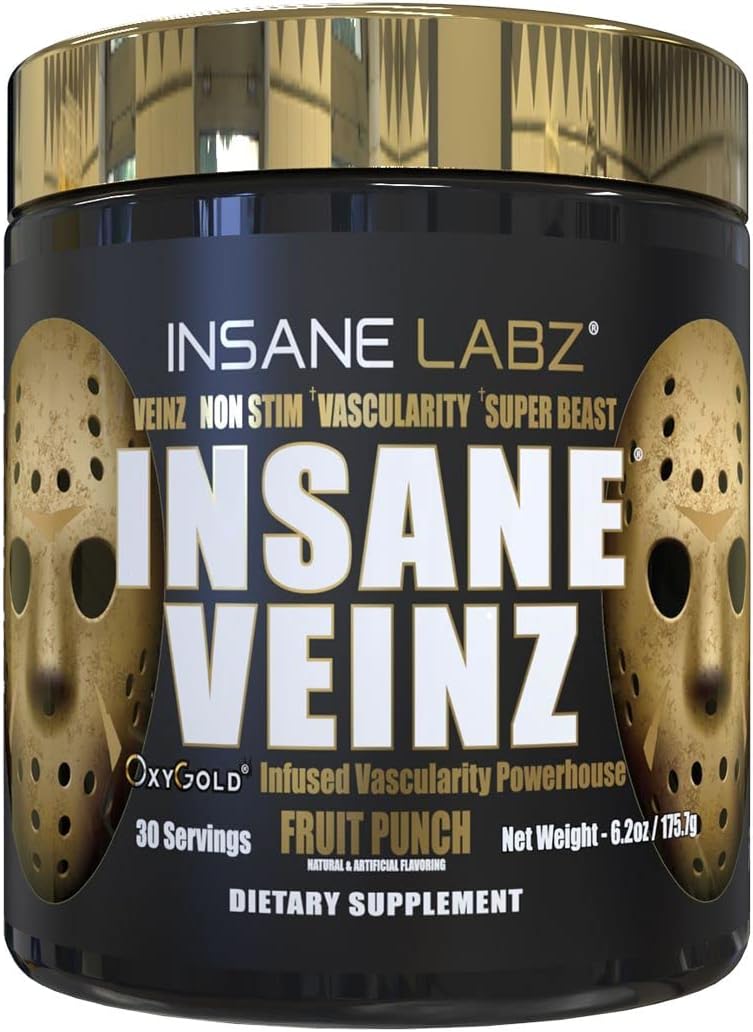 Insane Veinz Gold Non Stimulant Pre Workout Powder for Vascularity