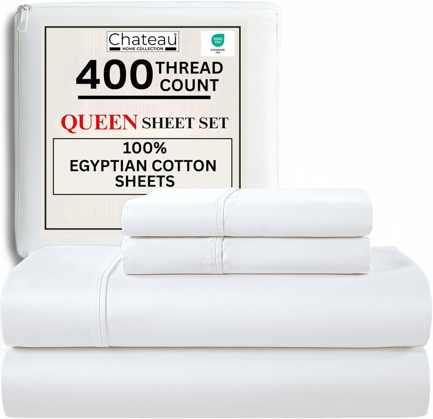 100% Egyptian Cotton Sheets Queen Set for Luxurious Comfort