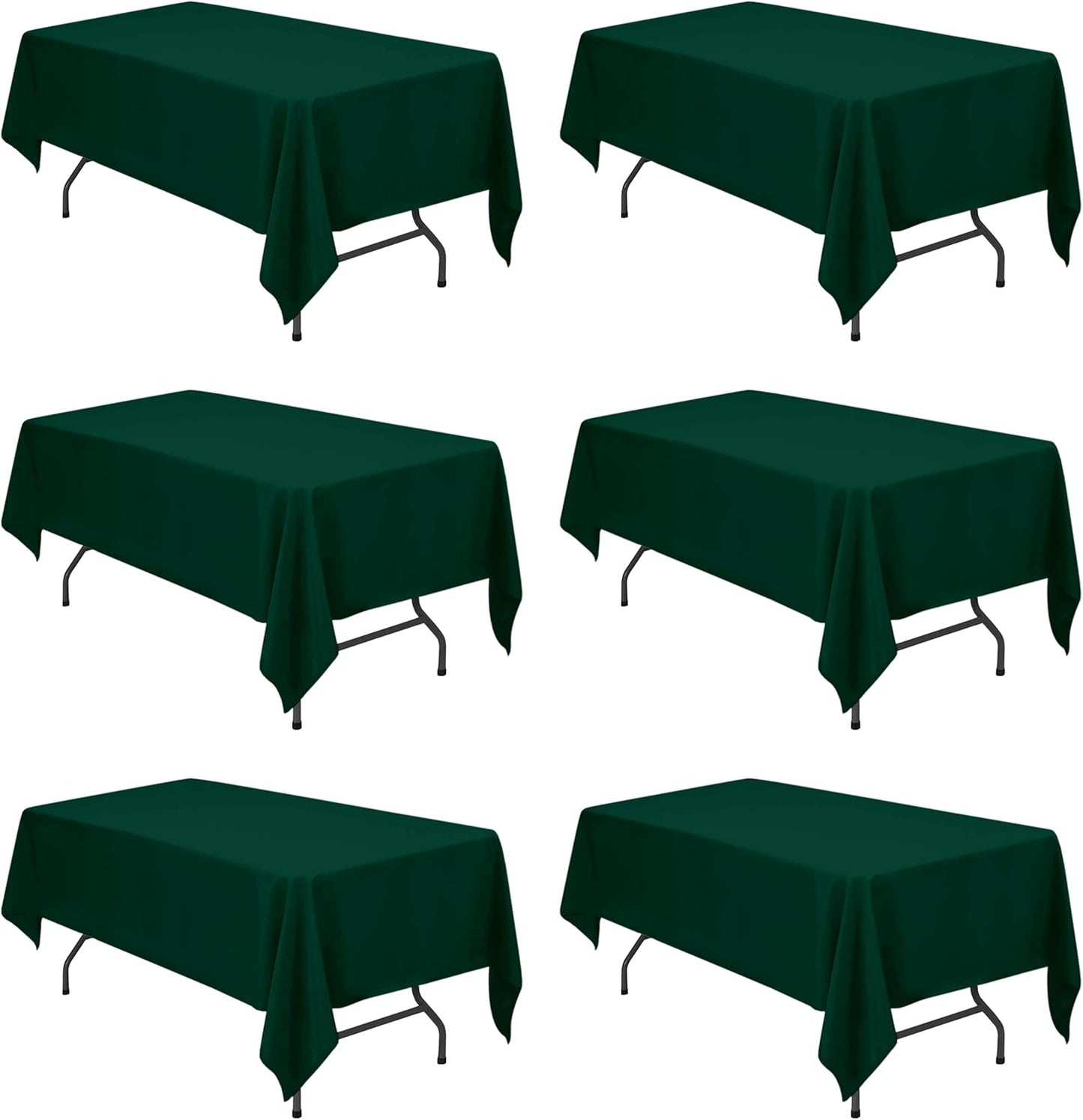 Hunter Green Tablecloths for 6 Foot Rectangle Tables - 6 Pack