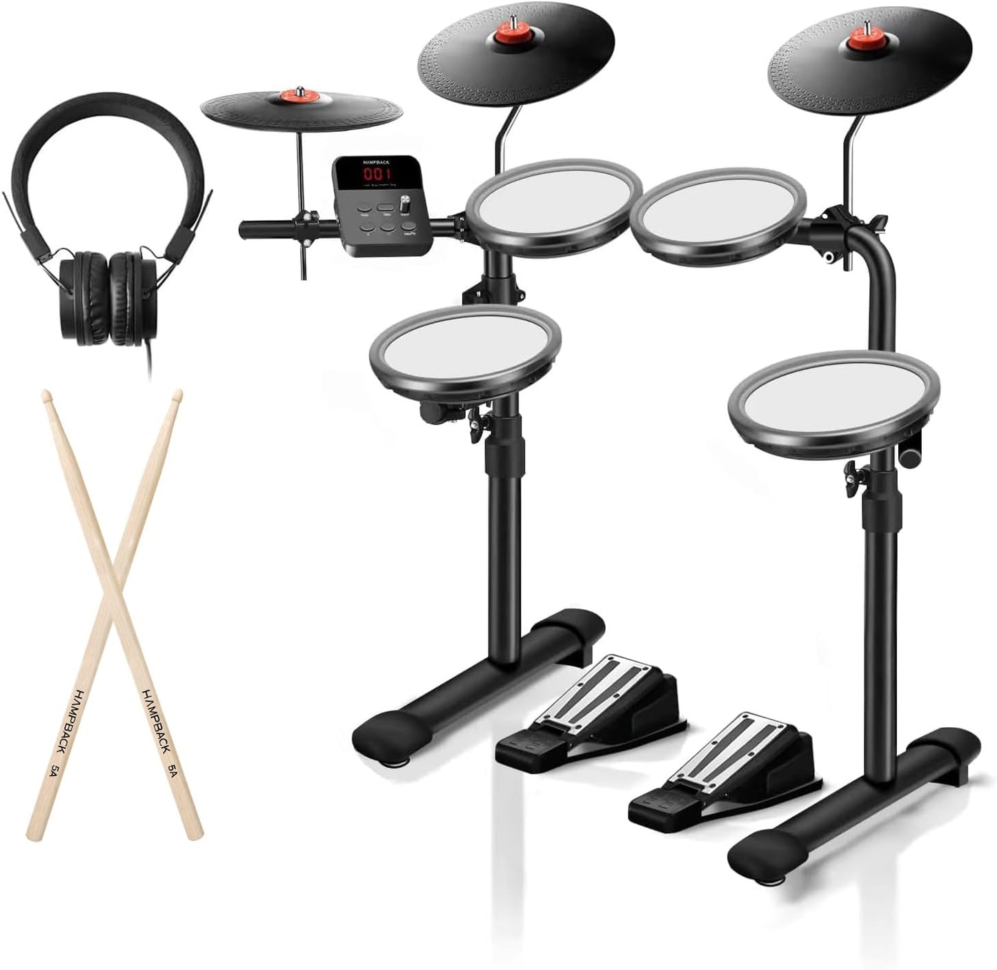 MK-0 Electric Drum Set with Mesh Pads and Rubber Cymbals