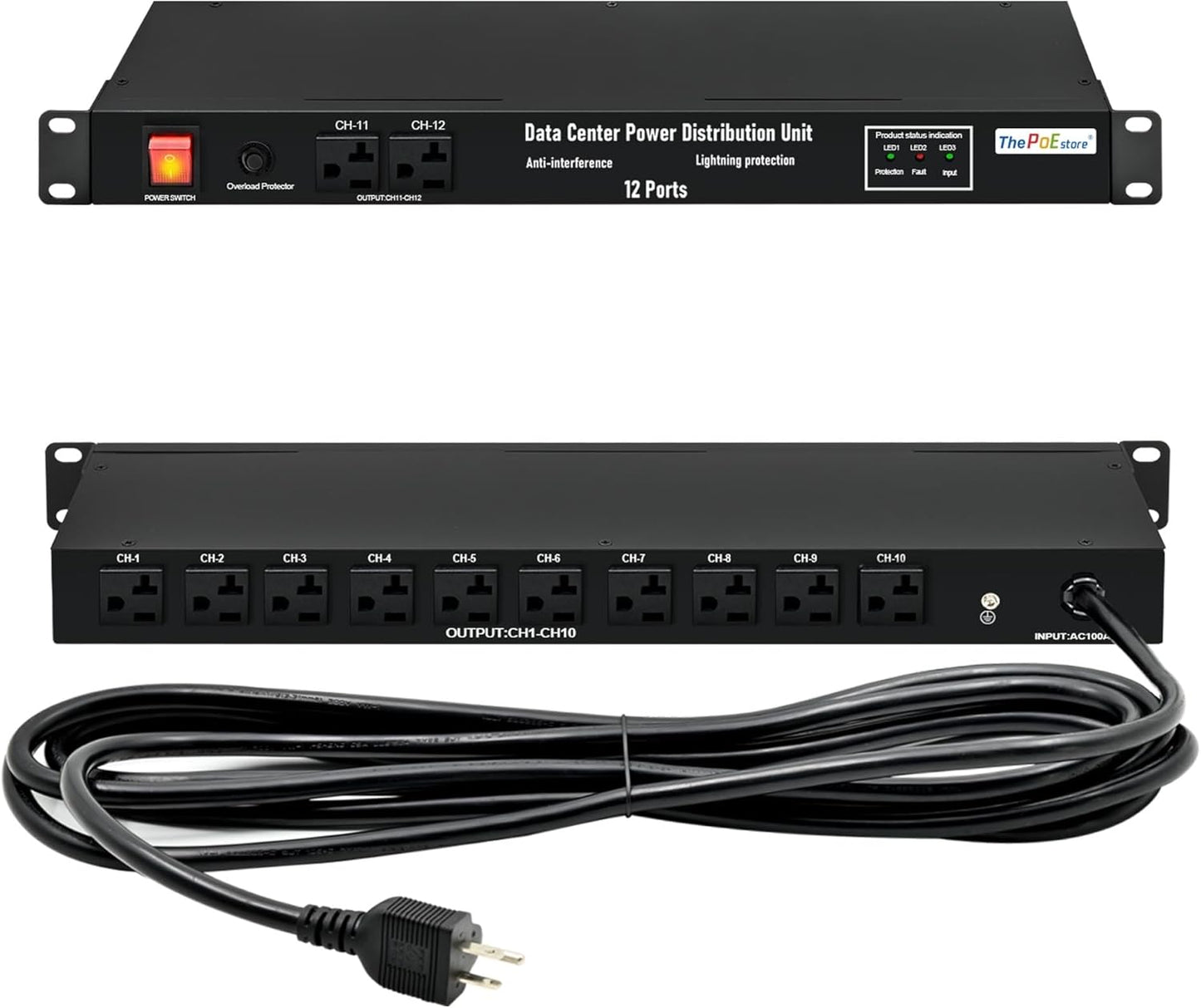 1U PDU Network Servers Surge Protector Power Distribution Unit