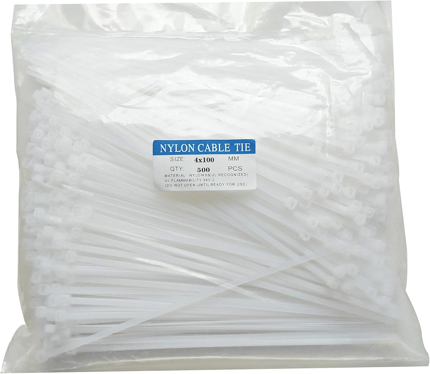 500 Pack 4 Heavy Duty Zip Ties - UV Resistant, 40 lbs Strength