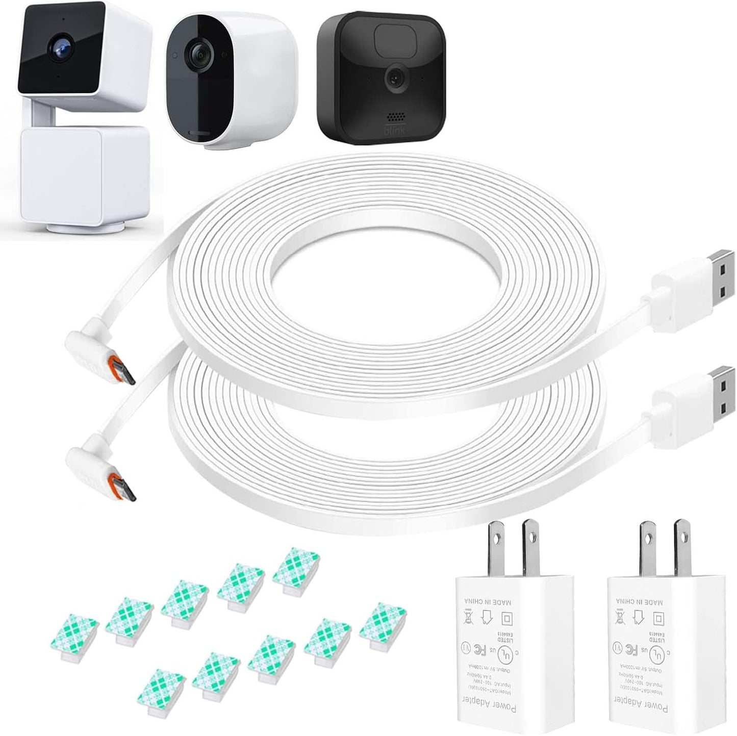 Long-lasting Power Boost: DIANMU 10FT Ext. Cable for Wyze, Arlo, Blink - 2 Pack