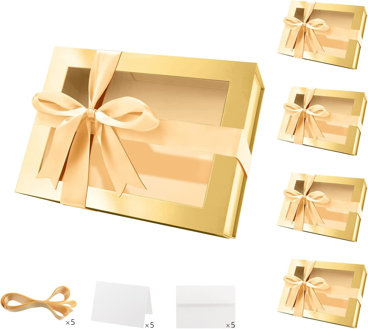 5 Gold Mothers Day Boxes with Windows for Elegant Gifting