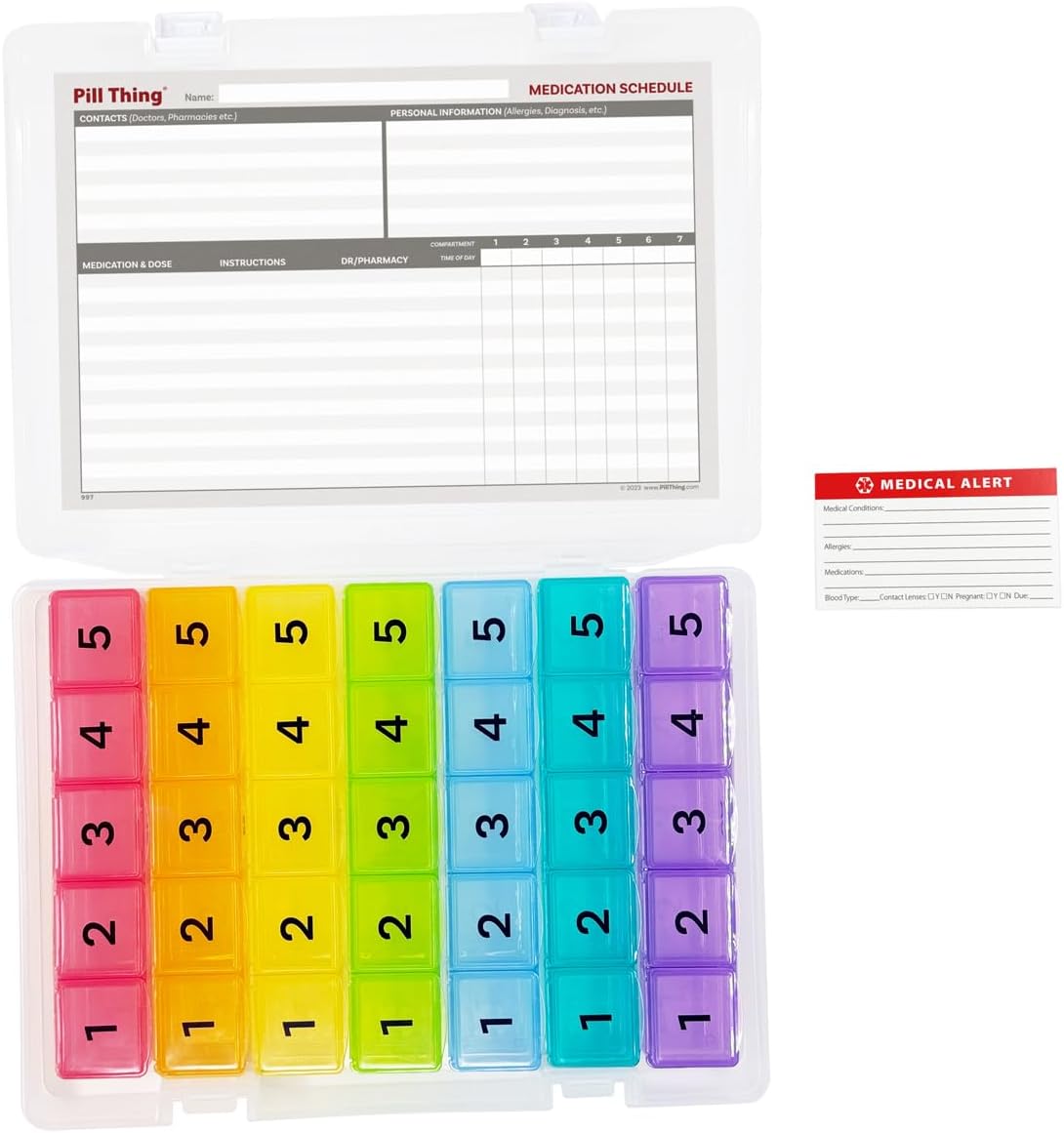 5 Times a Day Weekly Pill Box Organizer for Secure Medication