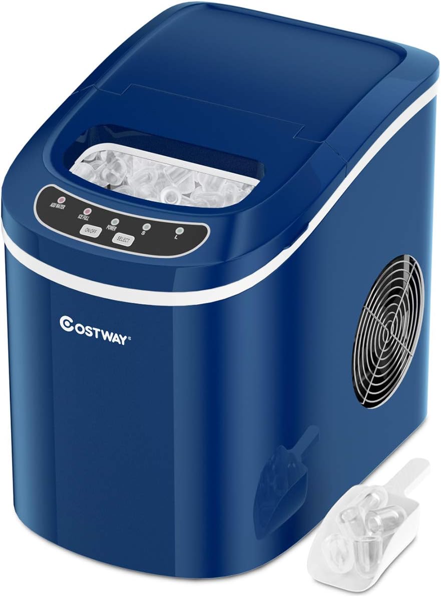 COSTWAY Portable Ice Maker - Fast Ice Cubes in 6 Mins!