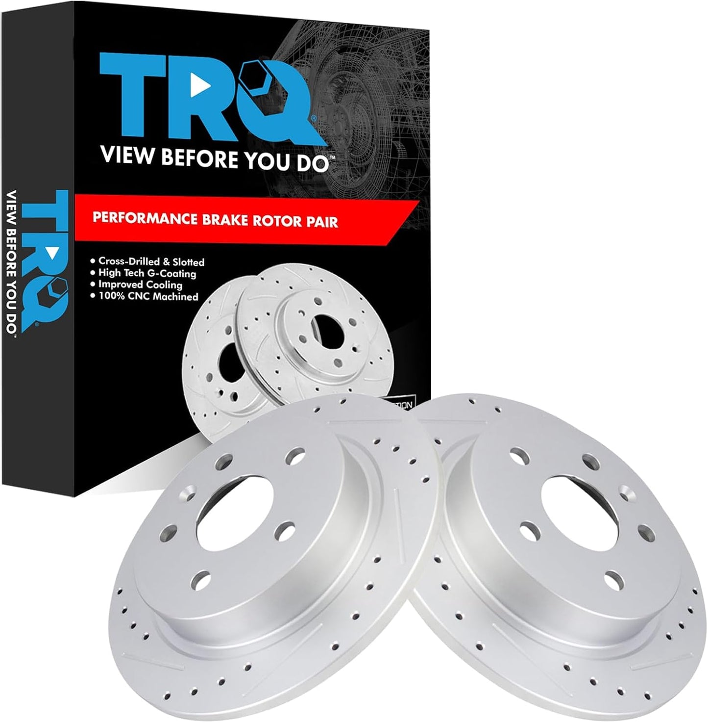 TRQ Rear Performance Brake Rotors Set for Buick LaCrosse & Regal